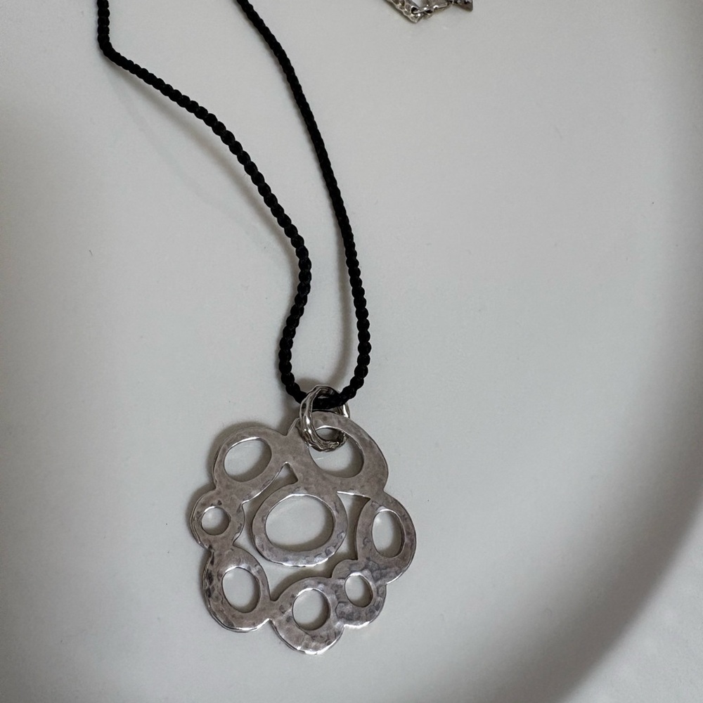Ippolita Sterling silver 925 pendant & clasp with black silk braided cord. - Picture 5 of 10